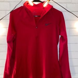 red nike dri fit top